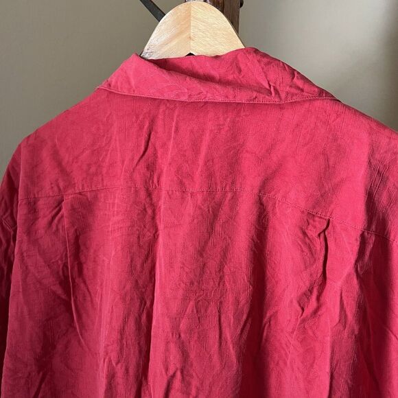 Tommy Bahama Mens Large 100% Silk Hawaiian Camp Shirt Red Floral - Picture 8 of 10